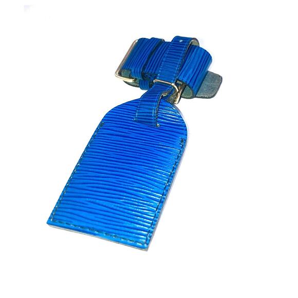 Louis Vuitton Blue Epi Bsg Name tag Leather w/ Poignet Strap Large Charm 1 Set - Picture 4 of 11